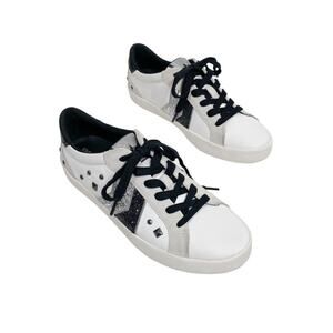 GEOX Respira Warley Glitter Star Studded Lace-up sneakers in White/Off White